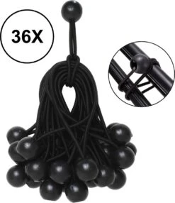 PD® - Spanelastiek - Zwart - Elastiek Koord - Spanrubbers - Elastiek Met Bal - Tentspanner - Tentelastiek - Tentspanners Met Bal - Elastiek Trampoline