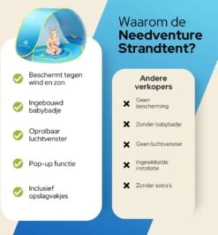 Needventure Baby Strandtent - Pop Up Tent - Windscherm Strand - Camping Strandtentje - Speeltent - Blauw -Buitenkampeer Winkel 1115x1200 5