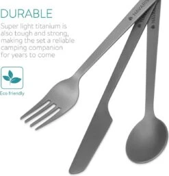 Navaris Campingbestek Van Titanium - Set Met Vork, Mes En Lepel - Bestekset Voor Onderweg En Op Reis - Inclusief Karabijnhaak En Bewaarzakje -Buitenkampeer Winkel 1152x1200 3