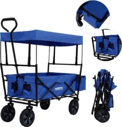 AREBOS Handwagen Vouwbare Dak Handwagen Vouwbare Trolley Uitrustingswagen Blauw -Buitenkampeer Winkel 1155x1200 4