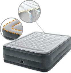 Intex Luchtbed - 2-Persoons - 152 X 203 X 33 Cm - Grijs - Met Ingebouwde Pomp, Hoeslaken Wit En Reparatieset -Buitenkampeer Winkel 1166x1200 3