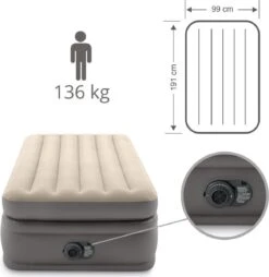 Intex Prime Comfort - Luchtbed - 1-Persoons - 99x191x51 Cm (BxLxH) - Grijs - Met Ingebouwde Motorpomp -Buitenkampeer Winkel 1167x1200 2