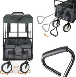 Monzana Bolderkar Opvouwbaar - 100 Liter - Met Afneembaar Dak Grijs -Buitenkampeer Winkel 1180x1200 2