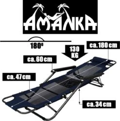Ligstoel 180x60cm - Opvouwbaar Campingstoel Ligbed Strandstoel Tuinstoel Vouwligstoel Blauw -Buitenkampeer Winkel 1190x1200