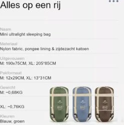 Naturehike® Slaapzak - Lichtgewicht - 190*75cm - Compact - Waterdicht - 3 Seizoenen Slaapzak Lente, Zomer & Herfst - Outdoor - Slaapzakken Volwassen & Kinderen -Buitenkampeer Winkel 1190x1200 6