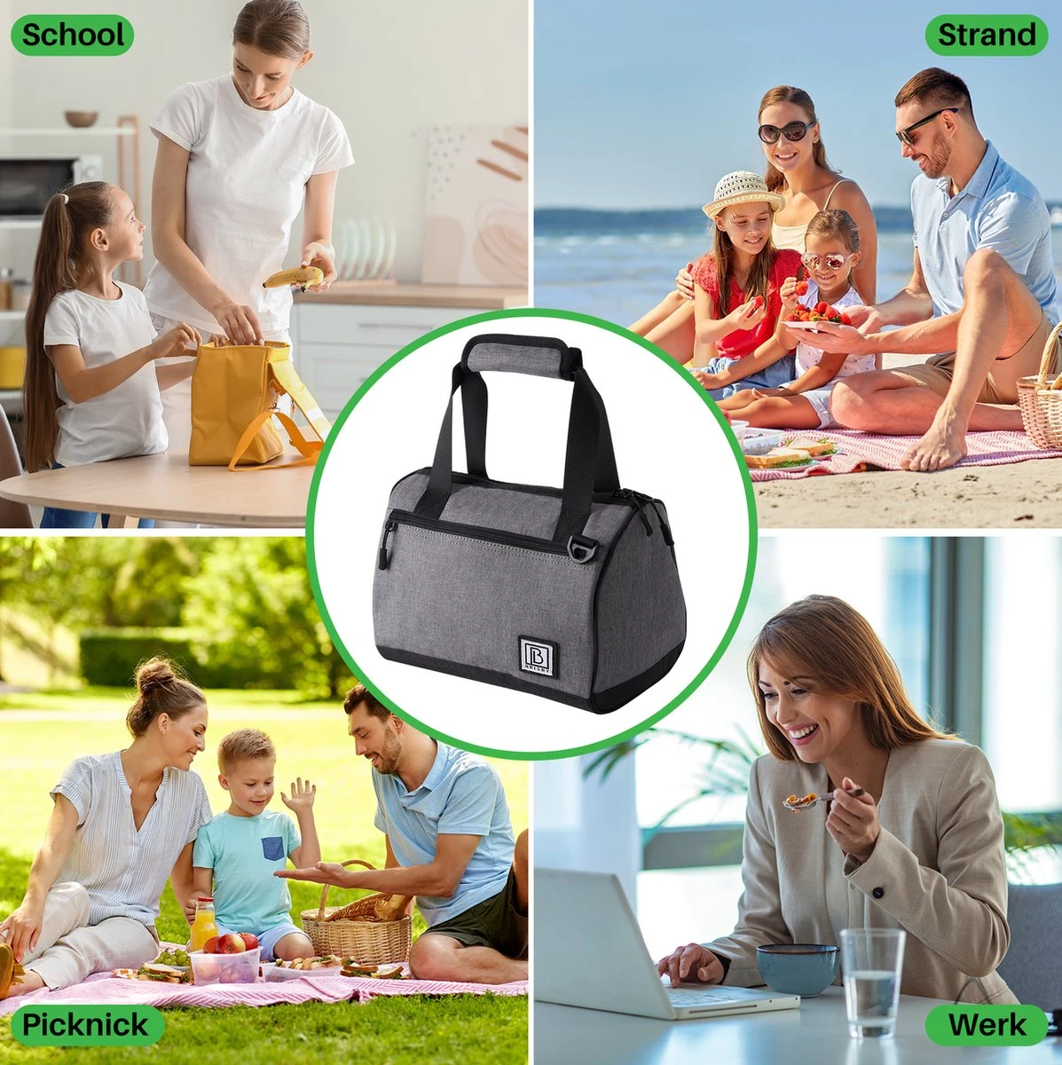 Brisby 4 Laags Geïsoleerde Koeltas - Lunchtas 10 Liter - Donkergrijs 4 Brisby 4 Laags Geïsoleerde Koeltas - Lunchtas 10 Liter - Donkergrijs - Afbeelding 4