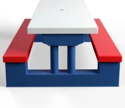 Merkloos Kinder Picknicktafel Met Parasol - Blauw