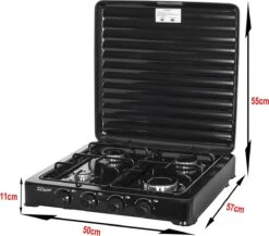 Zilan - Gas Kooktoestel 4 Pits - Campingkooktoestel - Gaskookplaat - Zwart -Buitenkampeer Winkel 1200x1052 3
