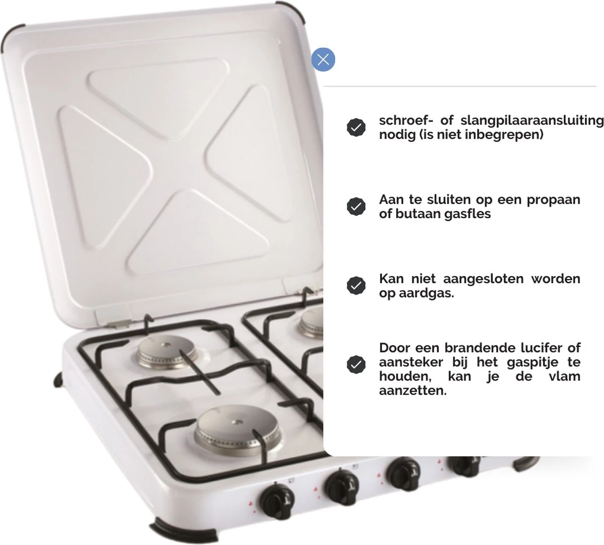 Kemper Gas Kooktoestel - Campingkooktoestel - Set Met 4 Branders - Gas - 4650W 3 Kemper Gas Kooktoestel - Campingkooktoestel - Set Met 4 Branders - Gas - 4650W - Afbeelding 3