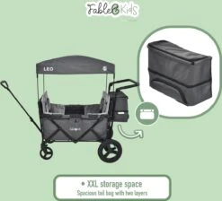 FableKids LEO X4Plus Opvouwbare Wagen Met Dak Fossil Grey -Buitenkampeer Winkel 1200x1089