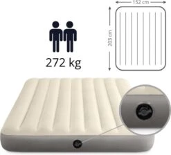 Intex Luchtbedset Intex Luchtbed - 2-Persoons - 152 X 203 X 25 Cm - Beige + Intex Elektrische Pomp - 650 Liter/min + Hoeslaken Wit + Reparatieset -Buitenkampeer Winkel 1200x1090 6