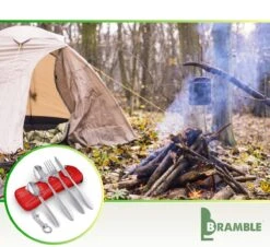 Roestvrij Staal Bestek (kampeerset) – Draagbare Reislepels, -vork En -mes Voor Festivals, Camping Of Trektochten - Wordt Geleverd Met Een Neopreen Draagtasje Met Een Lichtgewicht Flesopener -Buitenkampeer Winkel 1200x1100 3