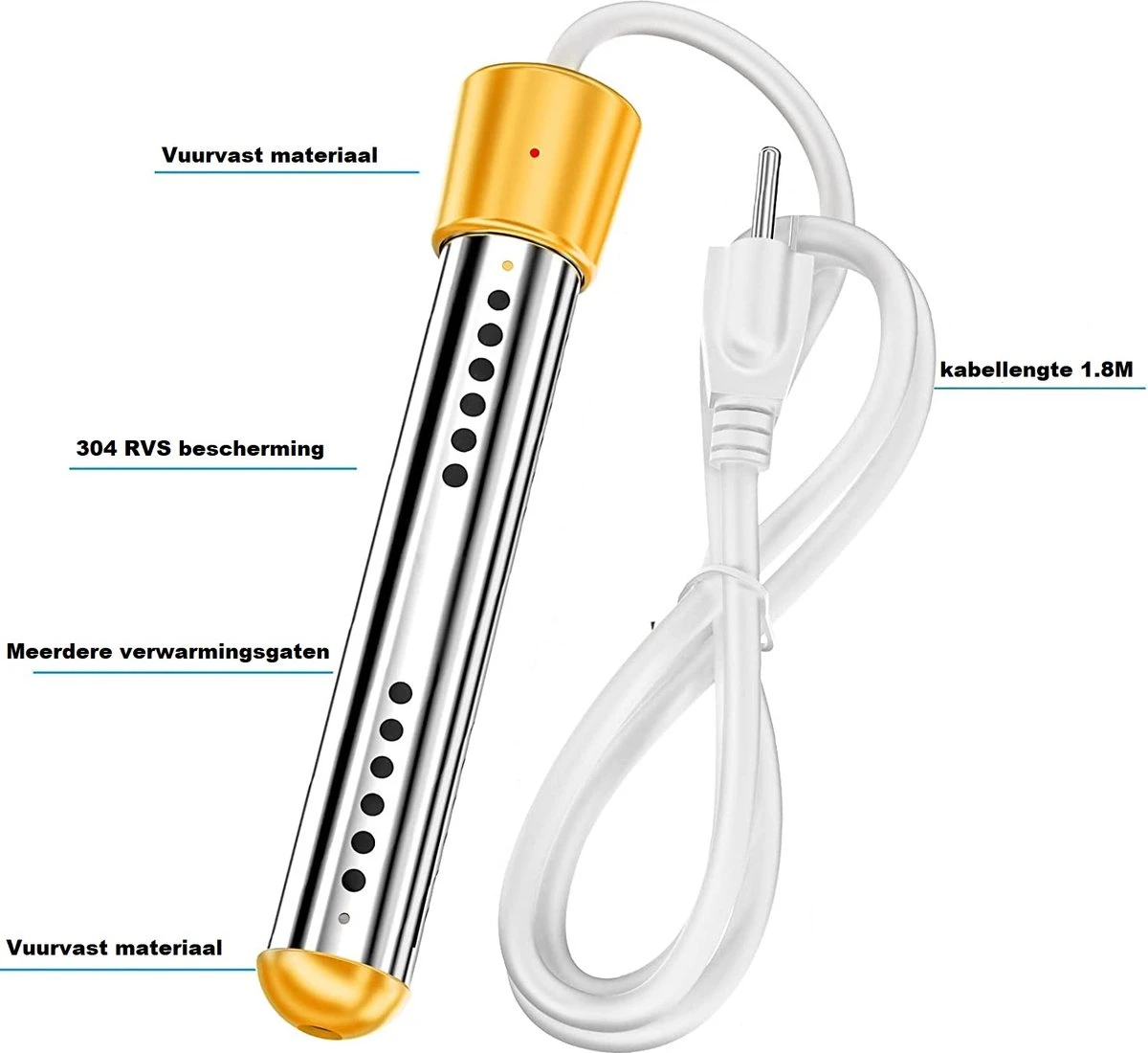 Dompelaar 2000W Incl. Thermometer & Staalspons - Reisdompelaar - Emmerdompelaar - Waterkoker - Camping - Kamperen - Outdoor 3 Dompelaar 2000W Incl. Thermometer & Staalspons - Reisdompelaar - Emmerdompelaar - Waterkoker - Camping - Kamperen - Outdoor - Afbeelding 3