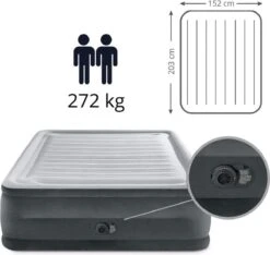 Intex Luchtbed - 2-Persoons - 152 X 203 X 33 Cm - Grijs - Met Ingebouwde Pomp, Hoeslaken Antraciet En Reparatieset -Buitenkampeer Winkel 1200x1138 2