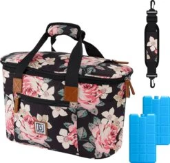 Brisby 4 Laags Geïsoleerde Koeltas - Boodschappentas 21 Liter - Bloemetjes