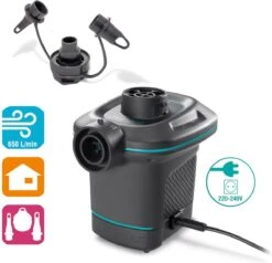 Intex Luchtbedset Intex Luchtbed - 1-Persoons - 76 X 191 X 25 Cm - Blauw + Intex Elektrische Pomp - 650 Liter/min + Hoeslaken Antraciet + Reparatieset -Buitenkampeer Winkel 1200x1155 6