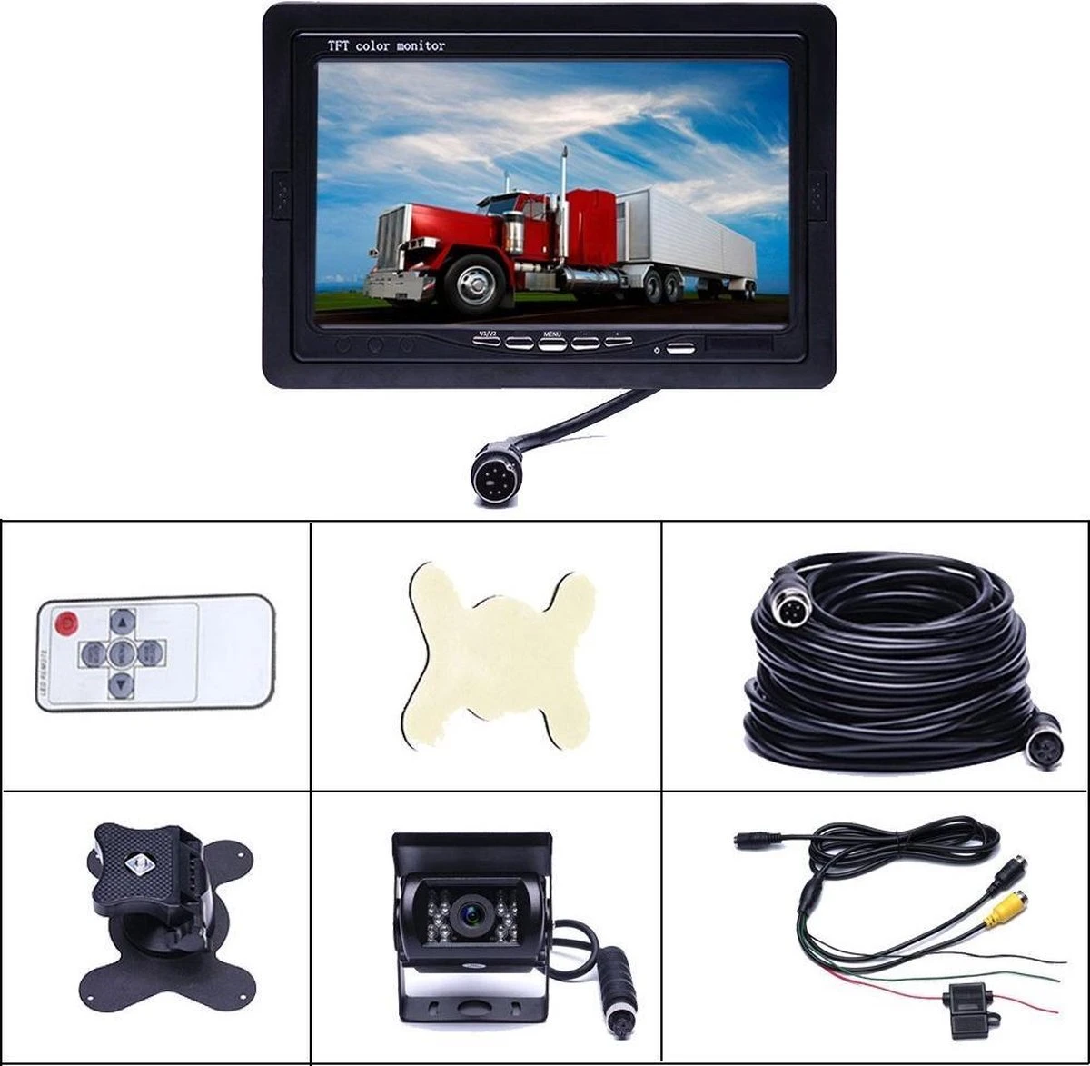 BrandWay Bedrade Achteruitrijcamera Set Met 7 Inch Scherm - Achteruitrij Camera Bedraad Voor Auto - Camper - Caravan - Vrachtwagen - Landbouw 2 BrandWay Bedrade Achteruitrijcamera Set Met 7 Inch Scherm - Achteruitrij Camera Bedraad Voor Auto - Camper - Caravan - Vrachtwagen - Landbouw - Afbeelding 2