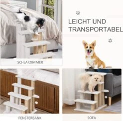 PawHut Huisdierentrap Met Krabpaal Bal 4 Treden Kattentrap Dierentrap Pluche Jute D06-093 -Buitenkampeer Winkel 1200x1178 10