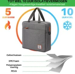 Brisby 4 Laags Geïsoleerde Koeltas - Lunchtas 7 Liter - Donkergrijs -Buitenkampeer Winkel 1200x1178