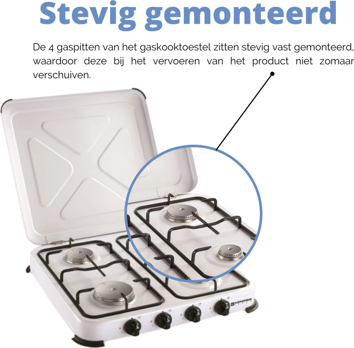 Kemper Gas Kooktoestel - Campingkooktoestel - Set Met 4 Branders - Gas - 4650W 4 Kemper Gas Kooktoestel - Campingkooktoestel - Set Met 4 Branders - Gas - 4650W - Afbeelding 4
