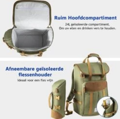 Cabinmax Koeltas - Koelrugzak - Picknick - Picknicktas Met Flessenhouder - Koelrugtas 24L - Olive Green -Buitenkampeer Winkel 1200x1183