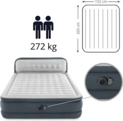 Intex 64448 - Queen Deluxe Ultra-Plush Zelfopblazend 2-persoons Luchtbed Met Hoofdboord (203x152x46cm) -Buitenkampeer Winkel 1200x1183 3