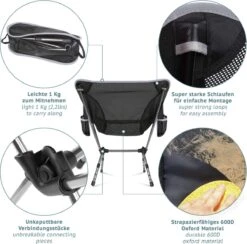 Smartpeas Campingstoel Van Stevig 600D Polyester En Aluminium - Lichtgewicht En Opvouwbaar - Camping Gadget Inclusief Zijzakken +Plus: Strandmat & Draagtas -Buitenkampeer Winkel 1200x1186