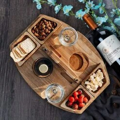 Merkloos Houten Outdoor Wijntafel Draagbare Houten Picknicktafel Mini Campingtafels Met Wijnglas Houder Voor Tuin Outdoor Camping Picknick Strand - Plataan Hout - Wijn -Buitenkampeer Winkel 1200x1200 100