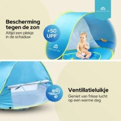 Needventure Baby Strandtent - Pop Up Tent - Windscherm Strand - Camping Strandtentje - Speeltent - Blauw -Buitenkampeer Winkel 1200x1200 1058