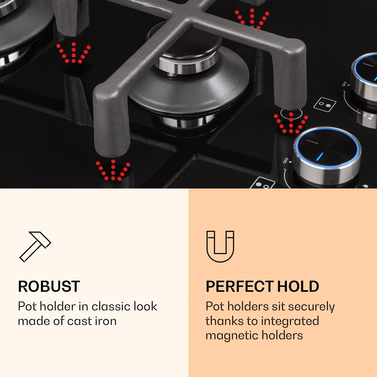 Illuminosa Domino Gaskookplaat 2-pits Sabaf Branders Glaskeramiek 2 Illuminosa Domino Gaskookplaat 2-pits Sabaf Branders Glaskeramiek - Afbeelding 2
