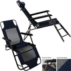 Ligstoel 155x60cm - Opvouwbaar Campingstoel Ligbed Strandstoel Tuinstoel Vouwligstoel Blauw -Buitenkampeer Winkel 1200x1200 119