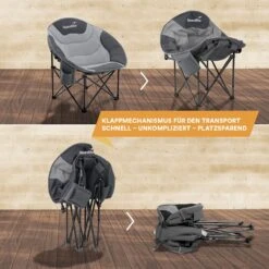 Skandika Moonchair Sirkka – Campingstoelen – Klapstoel – Vouwstoel – Kampeerstoel - Grote, Comfortabele, Campingstoel Opvouwbaar, Gepolsterd, Koelvak, Drinkhouder, Draaggreep En Draagtas, Antislipvoetjes - Max. 150 Kg – Zwart/grijs -Buitenkampeer Winkel 1200x1200 150