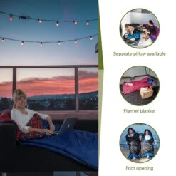 Skandika Dundee Flannel-L Slaapzak – Mummmieslaapzakken – Slaapzakken Volwassen - Maat M – Unisex - Katoen, Luxe Kwaliteit, Dubbele Slaapzak, 3 Seizoenen, Tot -20°C - 220 X 80 Cm - Outdoor Kampeerslaapzak – Ritssluiting Links - Zwart/blauw -Buitenkampeer Winkel 1200x1200 525