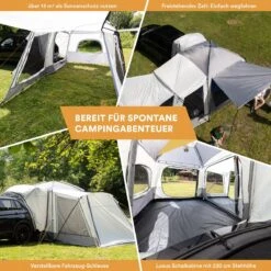 Skandika Pitea XL CROSS Tent – Koepeltenten - Autotent – Campingtent Voor SUV, Caddy, Auto, CUV - Voor Max. 4 Personen – Vrijstaand – Met/zonder Slaapcabine – Max. Stahoogte 230 Cm – 3000mm Waterkolom - 475 X 290 X 230 Cm (LxBxH) – Kamperen - Grijs -Buitenkampeer Winkel 1200x1200 626