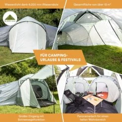 Skandika Bern 4 Koepeltent - Koepeltent - Tenten - 4 Persoons Kampeertent Met Panoramisch Dakraam, 2 Slaapcabines, Grondzeil, 210 Cm Stahoogte, Waterdicht, 4000 Mm Waterkolom - Grote Outdoor Familie Tent, Kampeertent - Grijs -Buitenkampeer Winkel 1200x1200 639