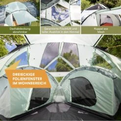 Skandika Bern 4 Koepeltent - Koepeltent - Tenten - 4 Persoons Kampeertent Met Panoramisch Dakraam, 2 Slaapcabines, Grondzeil, 210 Cm Stahoogte, Waterdicht, 4000 Mm Waterkolom - Grote Outdoor Familie Tent, Kampeertent - Grijs -Buitenkampeer Winkel 1200x1200 640