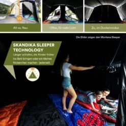 Skandika Nimbus Sleeper 12 Tent – Koepeltenten – 12 Persoons Familietent - Campingtent – Muggengaas – Sleeper Technology (3 Extra Donkere Slaapcabines) – 760 X 630 X 215 Cm (LxBxH) – 5000 Mm Waterkolom – Camping, Tuin – Kamperen – Blauw/wit -Buitenkampeer Winkel 1200x1200 661