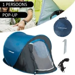 Dunlop Pop Up Tent 220 X 120 X 90 Cm - Grijs/ Blauw - 1 Persoons -Buitenkampeer Winkel 1200x1200 668