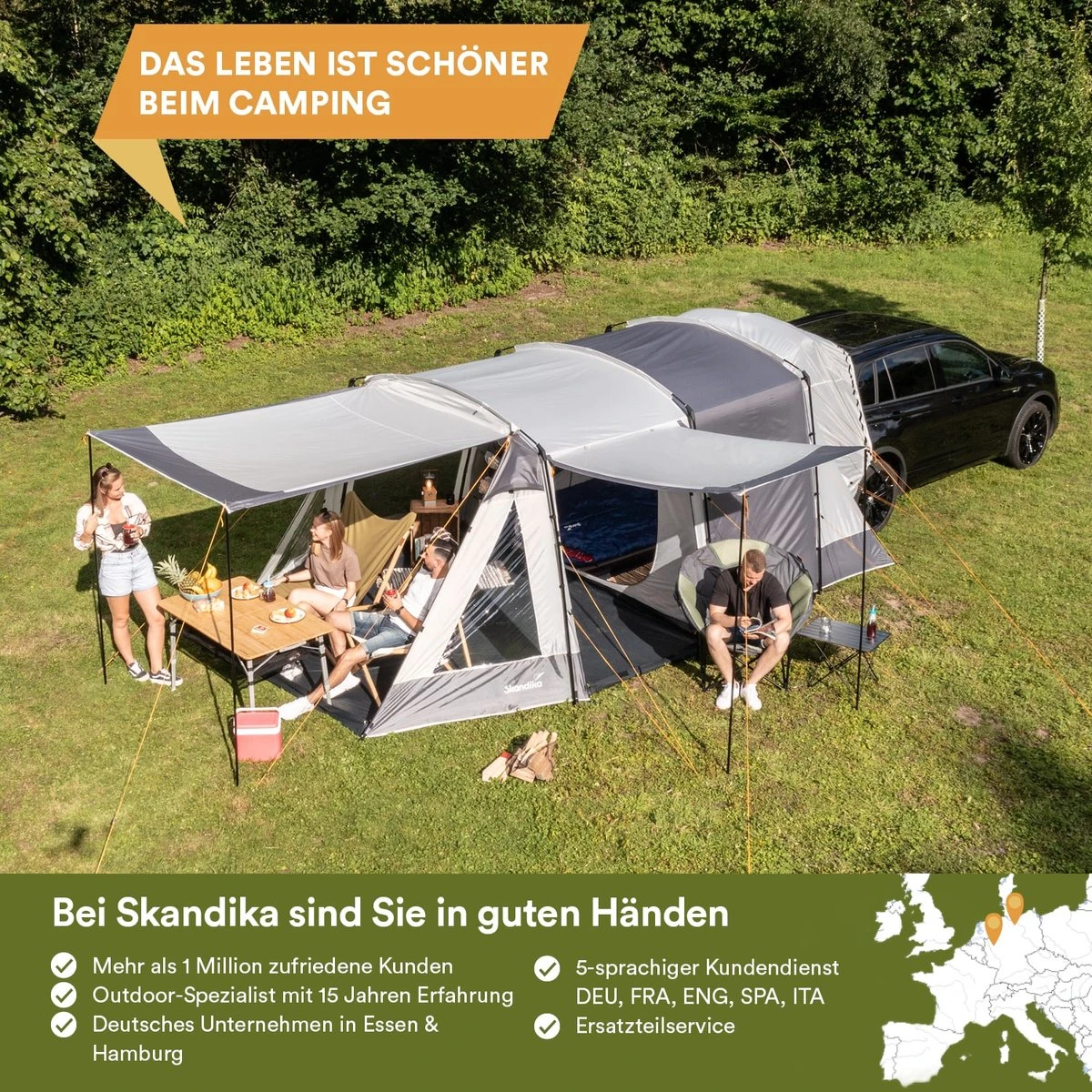 Skandika Pitea XL UP Tent – Koepeltenten - Autotent – 4 Persoons Campingtent Voor SUV, Caddy, Auto, CUV – Vrijstaand – Met/zonder Slaapcabine – Max. Stahoogte 200 Cm – Waterdicht Met 3000mm Waterkolom - 515 X 300 X 200 Cm (LxBxH) – Kamperen - Grijs 5 Skandika Pitea XL UP Tent – Koepeltenten - Autotent – 4 Persoons Campingtent Voor SUV, Caddy, Auto, CUV – Vrijstaand – Met/zonder Slaapcabine – Max. Stahoogte 200 Cm – Waterdicht Met 3000mm Waterkolom - 515 X 300 X 200 Cm (LxBxH) – Kamperen - Grijs - Afbeelding 5