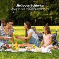LifeGoods Bolderkar - Opvouwbaar - Tot 80KG - 94L - Wasbaar Polyester - 98x45cm - Zwart/Grijs -Buitenkampeer Winkel 1200x1200 841