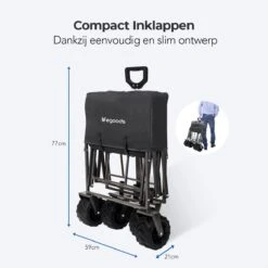 LifeGoods Bolderkar - Opvouwbaar - Tot 80KG - 94L - Wasbaar Polyester - 98x45cm - Zwart/Grijs -Buitenkampeer Winkel 1200x1200 845