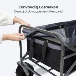 LifeGoods Bolderkar - Opvouwbaar - Tot 80KG - 94L - Wasbaar Polyester - 98x45cm - Zwart/Grijs -Buitenkampeer Winkel 1200x1200 846