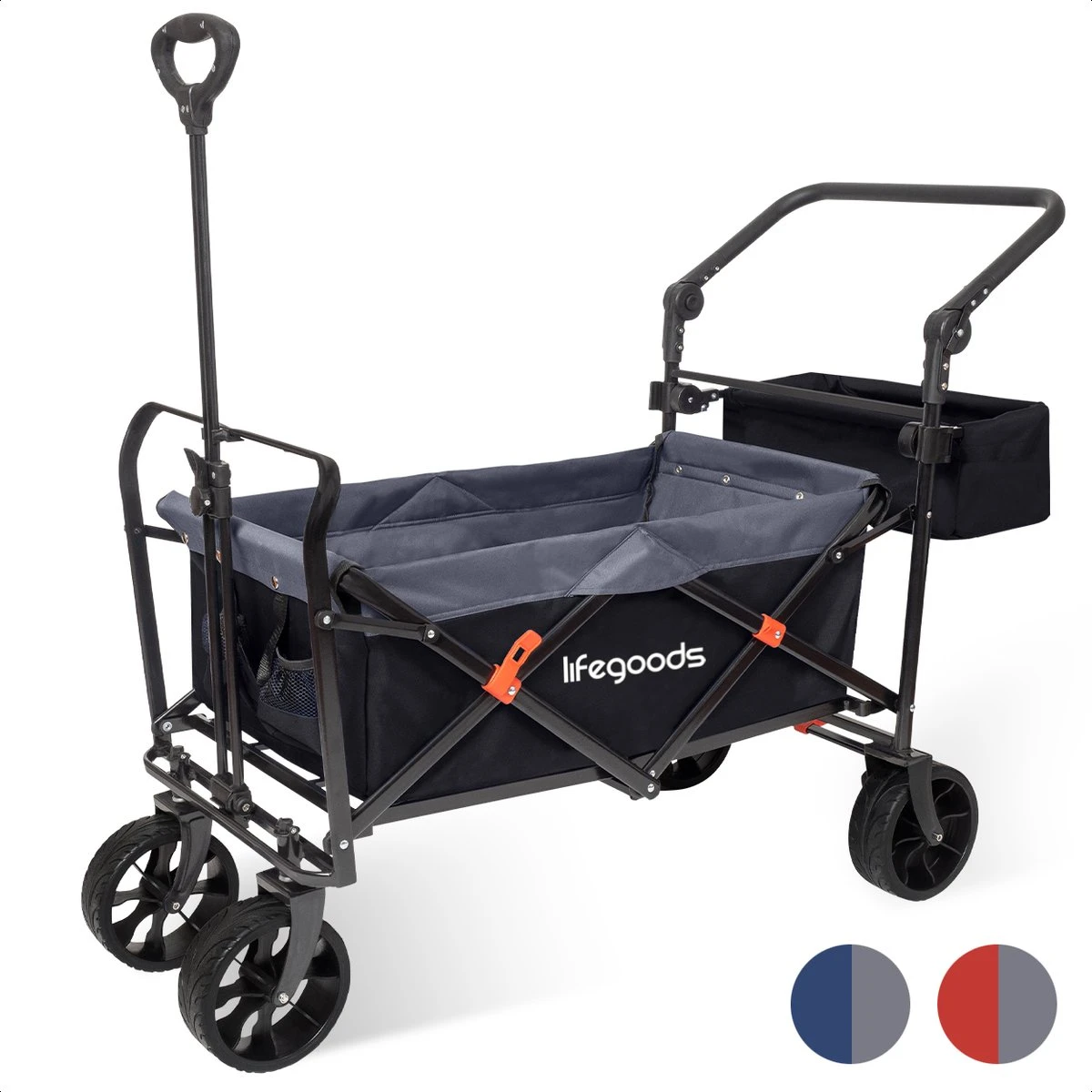 LifeGoods Bolderkar - Opvouwbaar - Tot 120KG - 103L - Extra Draagtas En Duwstang - Wasbaar Polyester - 98x45cm - Zwart/Grijs 1 LifeGoods Bolderkar - Opvouwbaar - Tot 120KG - 103L - Extra Draagtas En Duwstang - Wasbaar Polyester - 98x45cm - Zwart/Grijs