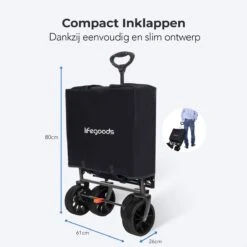 LifeGoods Bolderkar - Opvouwbaar - Tot 120KG - 103L - Extra Draagtas En Duwstang - Wasbaar Polyester - 98x45cm - Zwart/Grijs 13 LifeGoods Bolderkar - Opvouwbaar - Tot 120KG - 103L - Extra Draagtas En Duwstang - Wasbaar Polyester - 98x45cm - Zwart/Grijs -Buitenkampeer Winkel 1200x1200 861