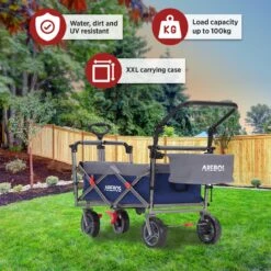 AREBOS Premium Steekwagen Met Dak Opvouwbare Tuinkar Handkar Bolderkar Blauw / Grijs -Buitenkampeer Winkel 1200x1200 874
