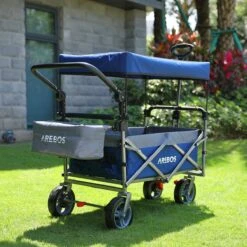 AREBOS Premium Steekwagen Met Dak Opvouwbare Tuinkar Handkar Bolderkar Blauw / Grijs -Buitenkampeer Winkel 1200x1200 875