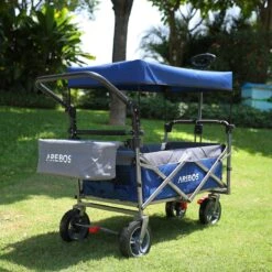 AREBOS Premium Steekwagen Met Dak Opvouwbare Tuinkar Handkar Bolderkar Blauw / Grijs -Buitenkampeer Winkel 1200x1200 876
