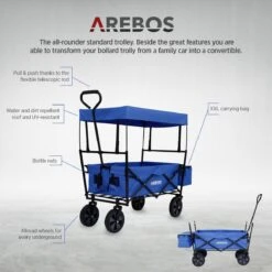 AREBOS Handwagen Vouwbare Dak Handwagen Vouwbare Trolley Uitrustingswagen Blauw -Buitenkampeer Winkel 1200x1200 889