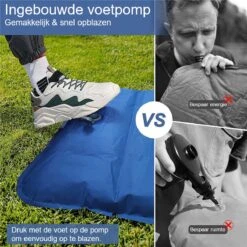 Hikr® Slaapmat 10cm+ Dikte - Comfortabel Luchtmatras - Zelfopblazend Met De Voet - TPU+40D Nylon - Slaapmatje Eenpersoons En Uit Te Breiden Tot Tweepersoons - Slaapmat Met Ingebouwde Pomp -Buitenkampeer Winkel 1200x1200 896