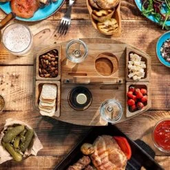 Merkloos Houten Outdoor Wijntafel Draagbare Houten Picknicktafel Mini Campingtafels Met Wijnglas Houder Voor Tuin Outdoor Camping Picknick Strand - Plataan Hout - Wijn -Buitenkampeer Winkel 1200x1200 99